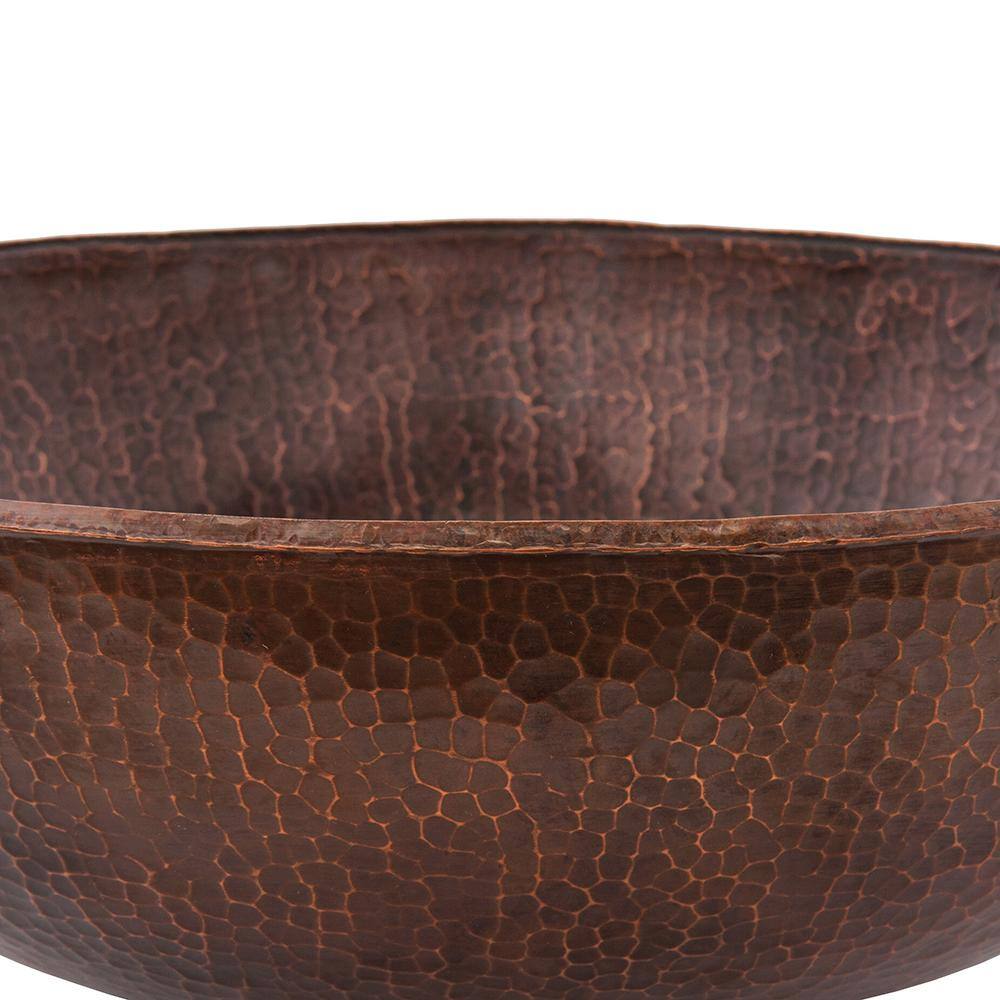 17" Large Round Oil Rubbed Bronze Hammered Copper Sink
