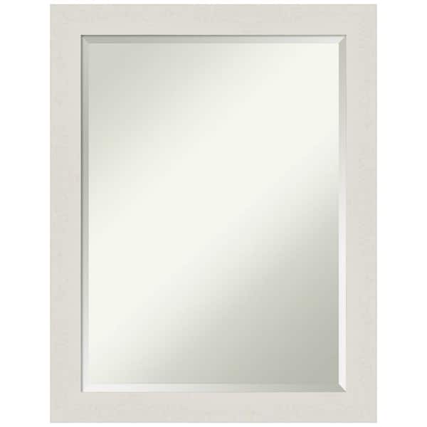 Amanti Art Rustic Plank White Narrow 21.5 in. H x 27.5 in. W Framed Wall Mirror