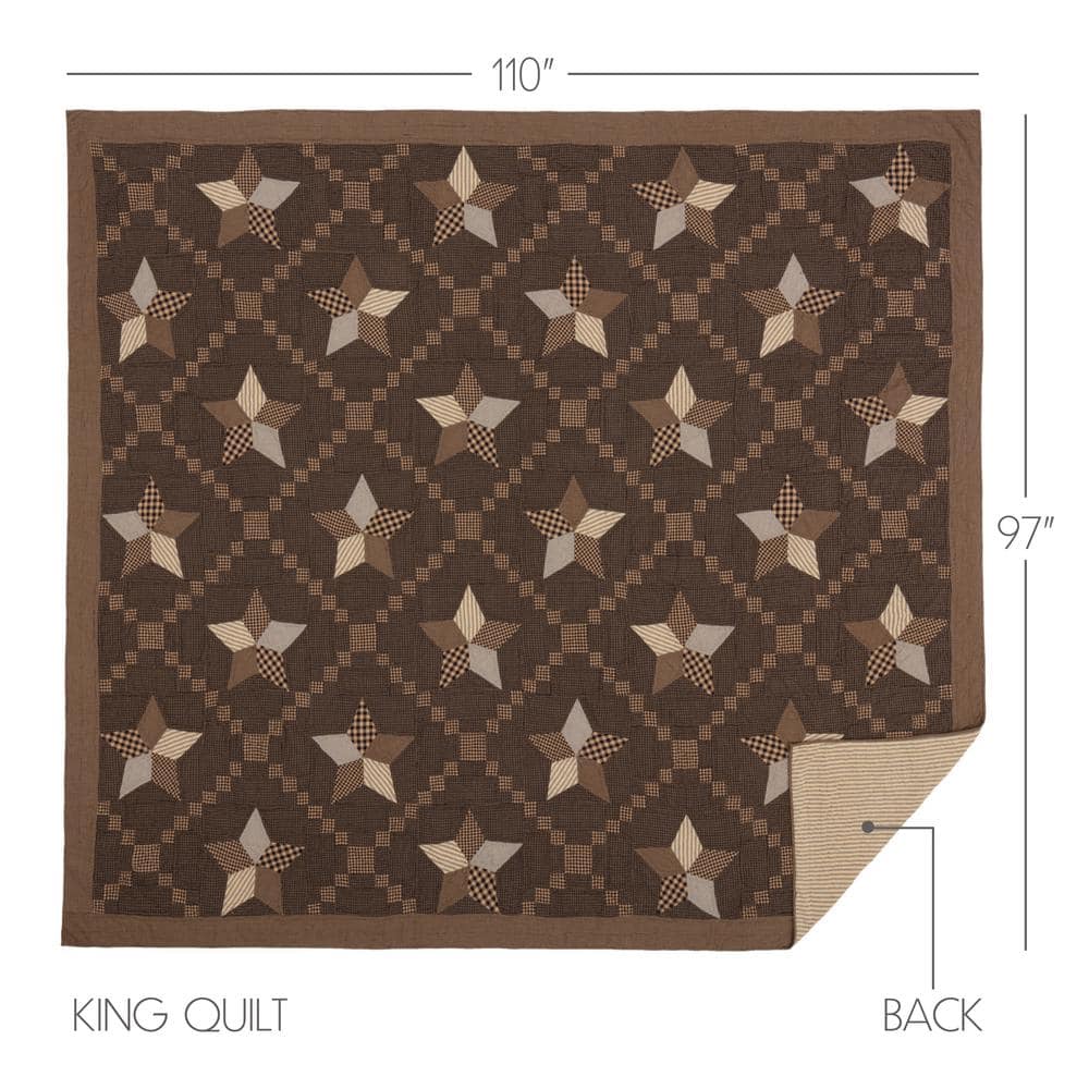 Farmhouse Star King Black Cotton Reversible Quilt Set
