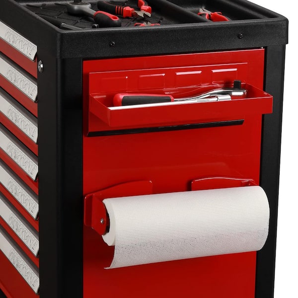 Magnetic Mount Red Tool Shelf Set for Metal Surfaces Tool Tray Organizer Paper Towel Spray Can Holder 4-Pieces