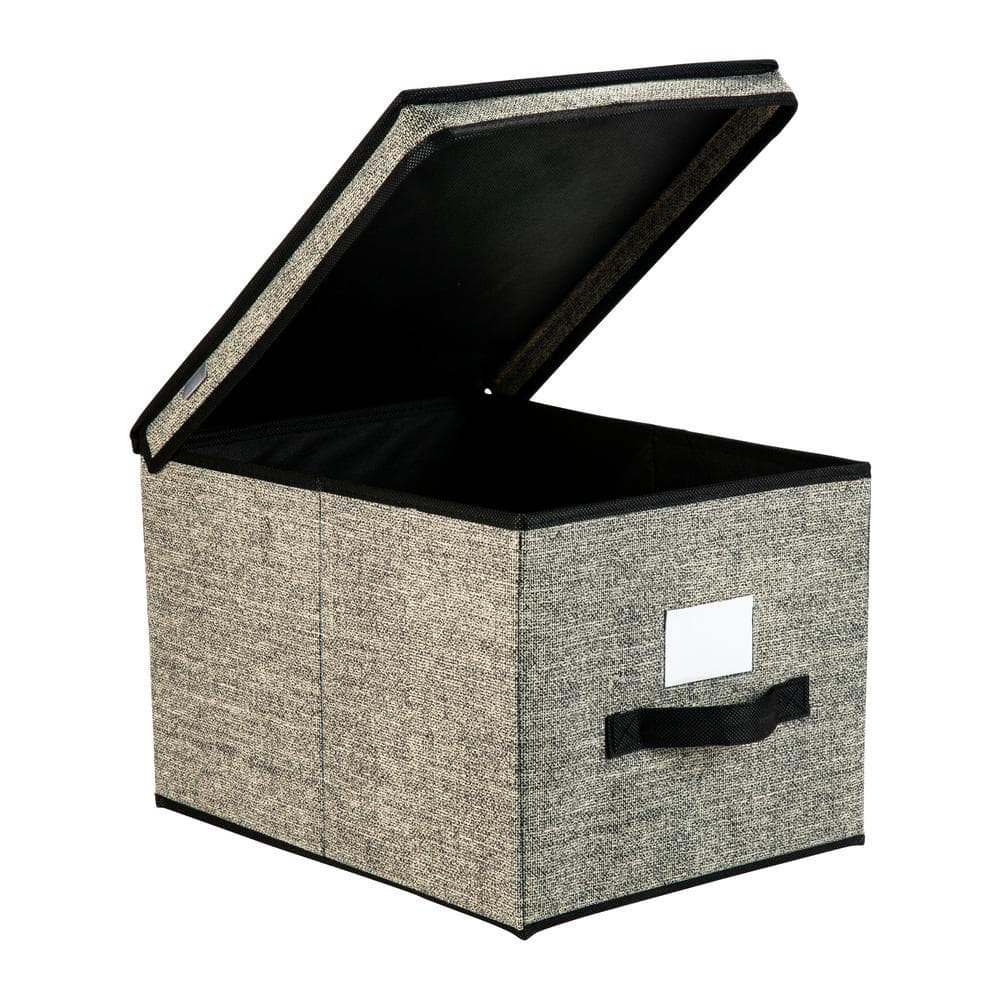 Large Black Collapsible Plastic Storage Bin with Lid