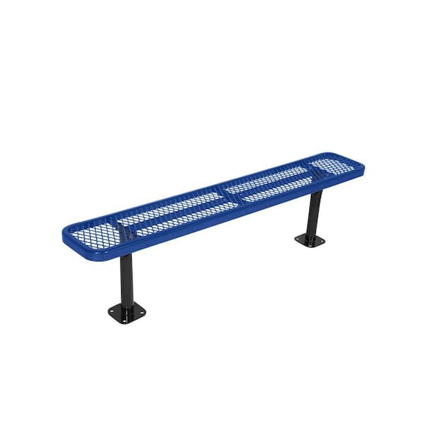Unbranded Surface Mount 8 ft. Blue Diamond Commercial Park Bench without Back