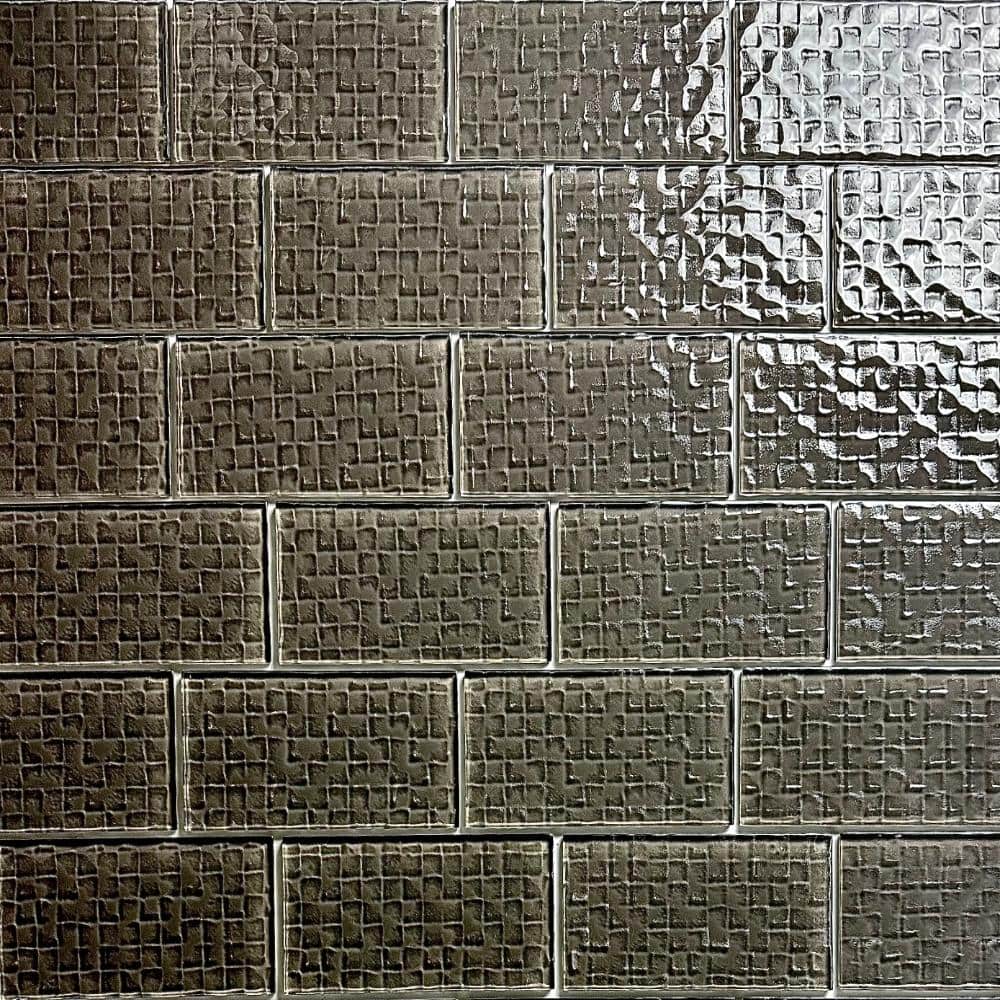 Metro Cubes 3 in. x 6 in. Glossy Textured Taupe Glass Subway Wall Tile (8 Sq. Ft./Case) price history on PriceWatchPro