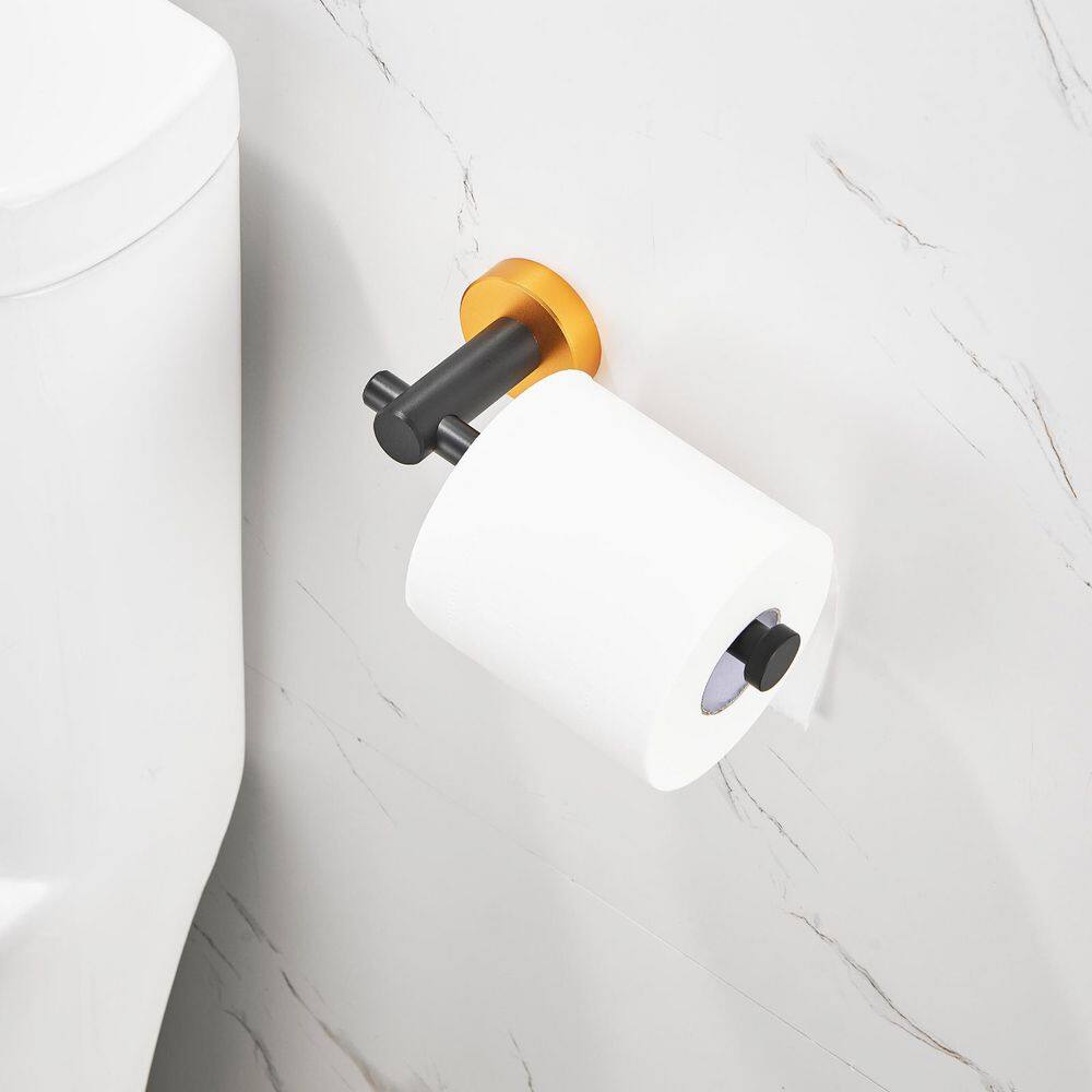 Black and Gold Adjustable Space Aluminum Bathroom Hardware Set