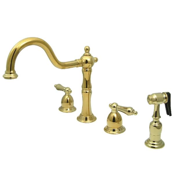 Kingston Brass Heritage 2-Handle Standard Kitchen Faucet with Side ...