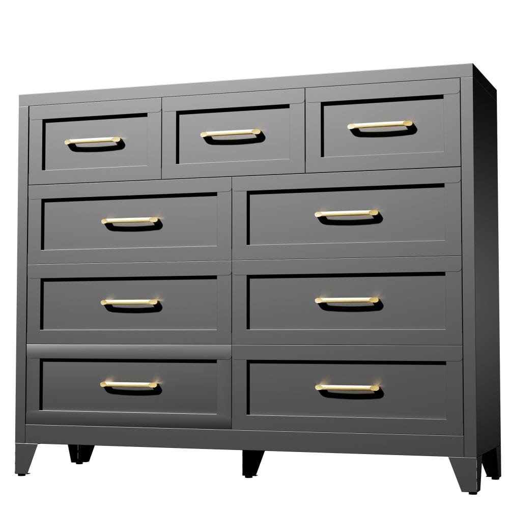 9-Drawer Tall Black Metal Dresser, Storage Cabinet with Smooth Gliding Drawers, Space-Saving Chest price history on PriceWatchPro
