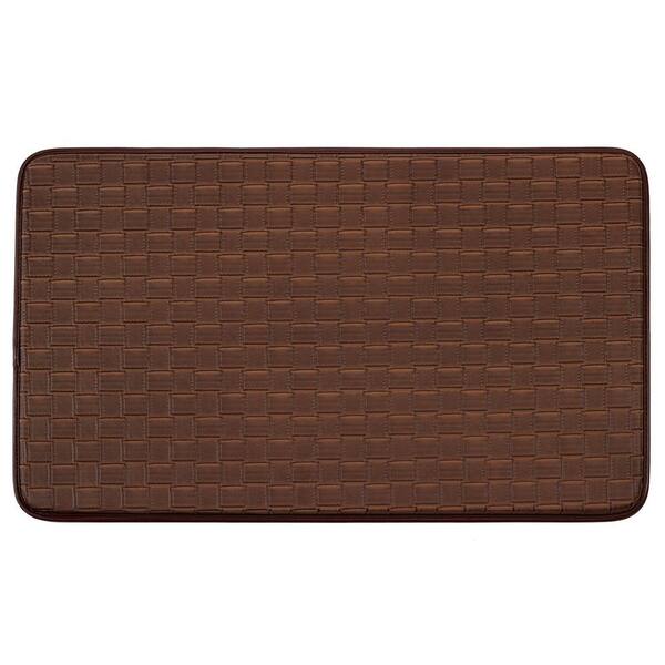 Laura Ashley Chef Gear Basket Weave Faux-Leather Playa Mocha 24 in. x 36 in. PVC Anti-Fatigue Kitchen Mat