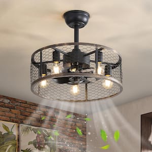 19.7 in. Indoor/Outdoor Black and Gray Classic Chandelier Ceiling Fan with Light Kit and Remote Control Included