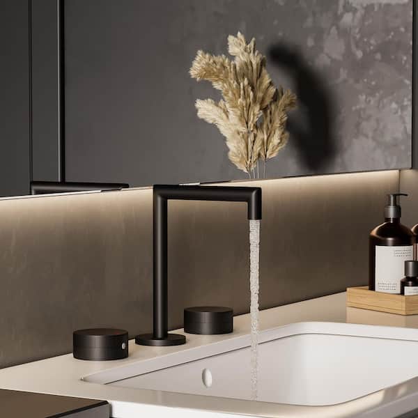 Modern 8 in. Widespread 2-Handle Bathroom Faucet in Matte Black