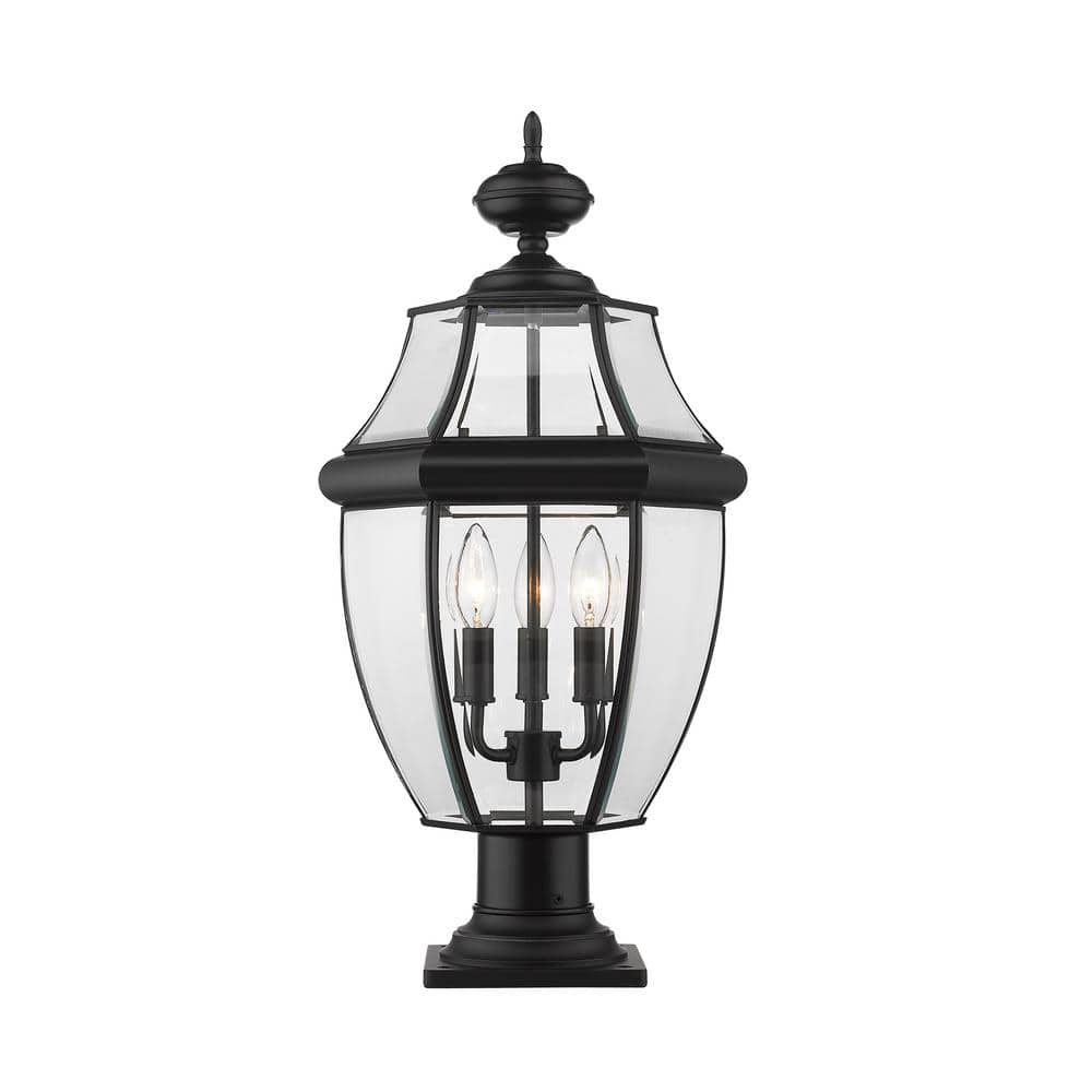Westover 22.25 in. 3-Light Black Cast Brass Hardwired Outdoor Weather Resis