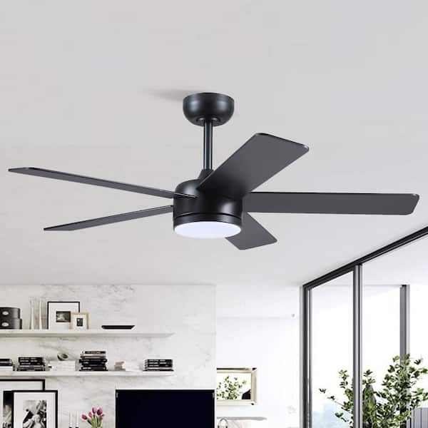 46 in. Indoor Modern Black Changing Integrated LED Ceiling Fan with Light Kit and Remote Control