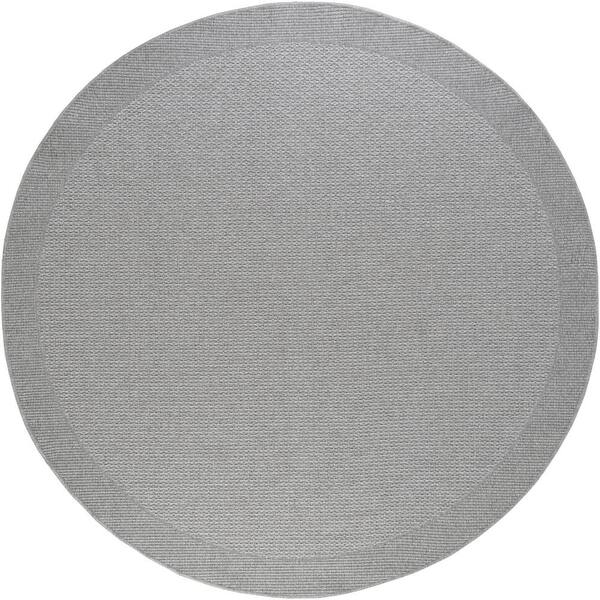 Tayse Rugs Serenity Solid Gray 8 ft. Round Indoor/Outdoor Area Rug