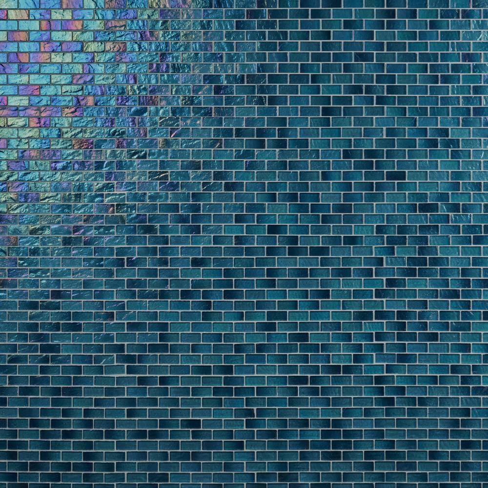 Shallows Blue Iridescent Glass Mosaic Wall Tile