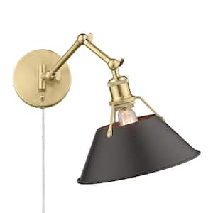 Orwell 10 in. 1-Light Brushed Champagne Bronze and Rubbed Bronze Plug-In or Hardwired Swing Arm for Bedroom and Foyer