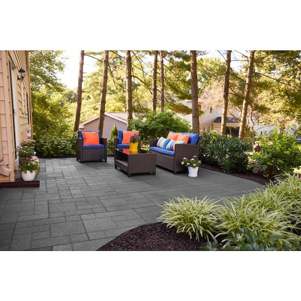 24 in. x 24 in. x 5/8 in. Dark Gray Dual-Sided Rubber Paver (4-Pack)