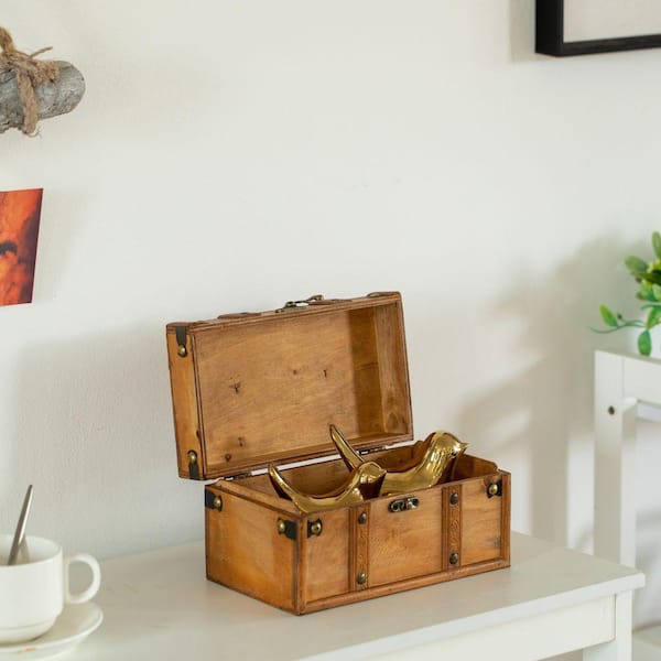 Vintiquewise Farmhouse Antique-Style Wood Treasure Chest with