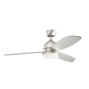 Vassar 52 in. Integrated LED Indoor Brushed Nickel Downrod Mount Ceiling Fan with Light Kit and Wall Control