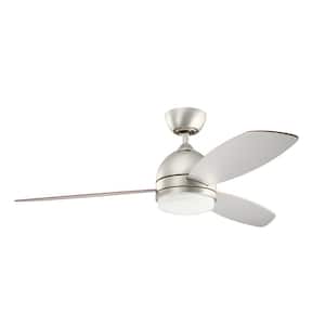 Vassar 52 in. Indoor Brushed Nickel Downrod Mount Ceiling Fan with Integrated LED with Wall Control Included