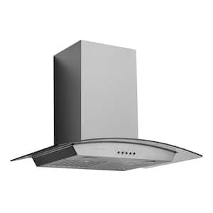 36 in. Convertible Wall Mount Range Hood with Tempered Glass Changeable LED Baffle Filters in Stainless Steel