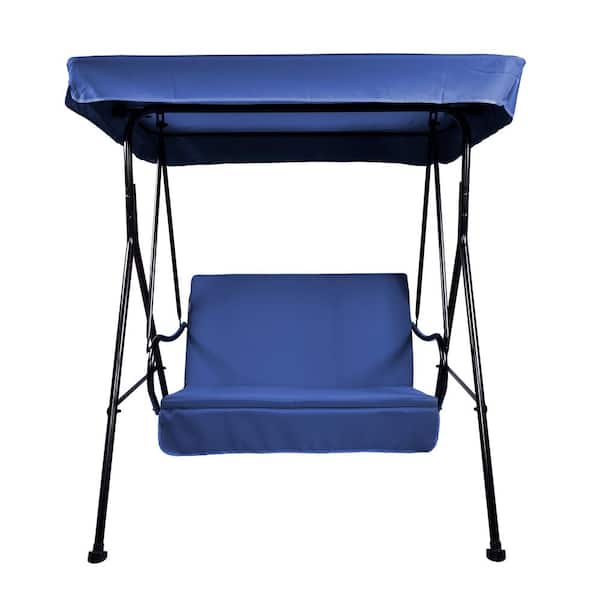 waelph 2-Seat Outdoor Patio Porch Swing Chair with Removable Cushion and Convertible Canopy