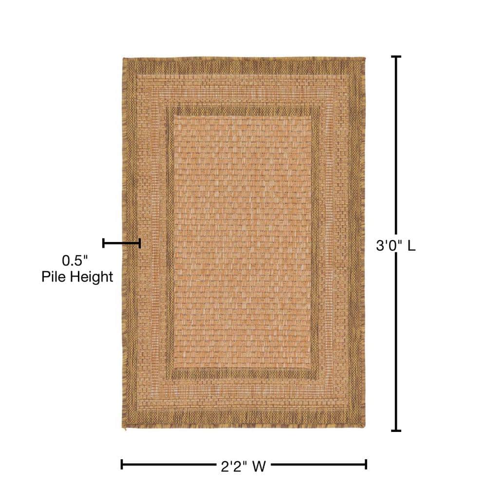 Easy-Care Reversible Outdoor Rug in Multi/Light Brown, Synthetic, Rectangular