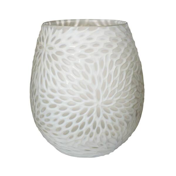 Titan Lighting 10 in. Milk Bouquet Cut Glass Decorative Vase in White