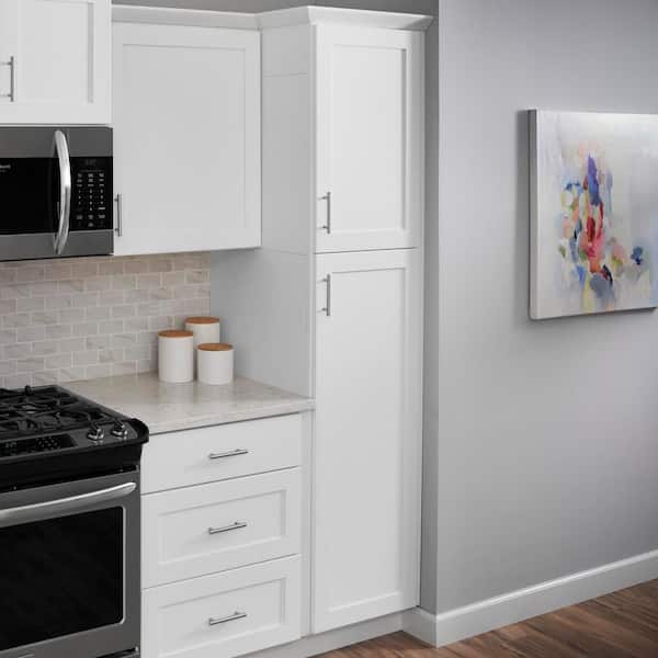 Avondale 18 in. W x 24 in. D x 84 in. H Ready to Assemble Plywood Shaker Pantry Kitchen Cabinet in Alpine White