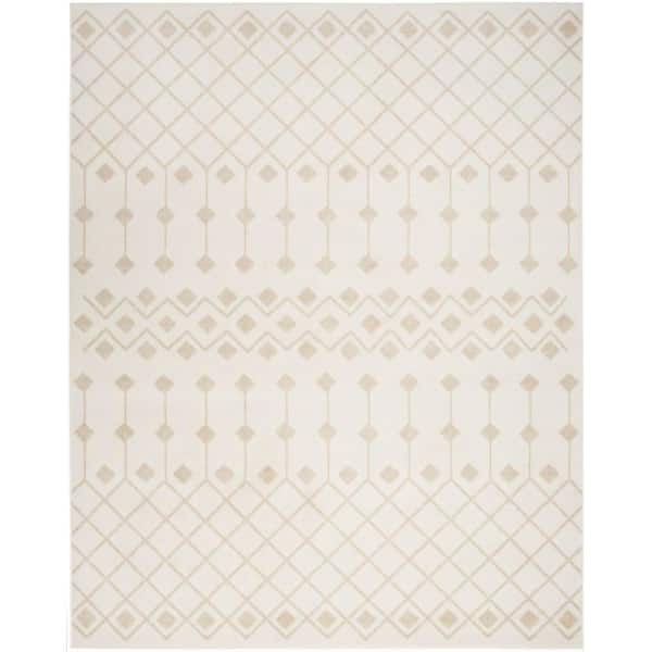 Nourison Grafix Ivory Beige 5 ft. x 7 ft. Trellis Transitional Area Rug