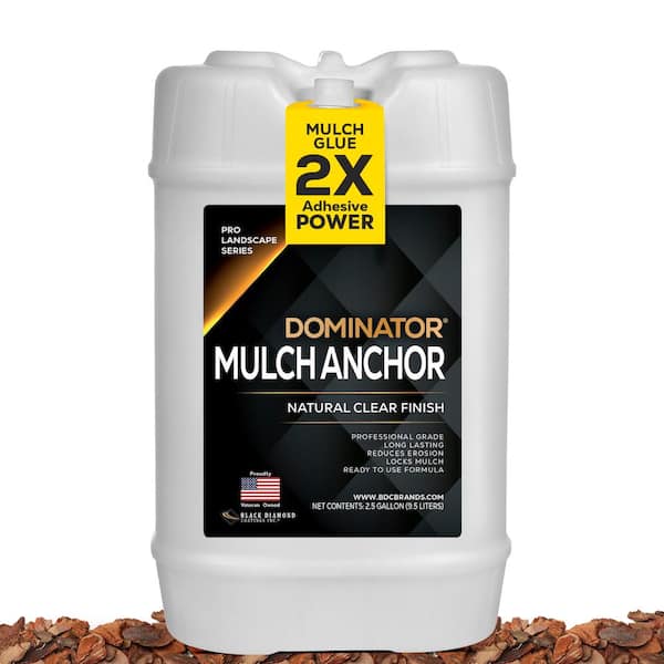 DOMINATOR Mulch Anchor - Mulch Glue and Pea Gravel Stabilizer, Ready to Use, Lasts up to 2 Years, Fast-Dry, Non-Toxic (5 gal.)