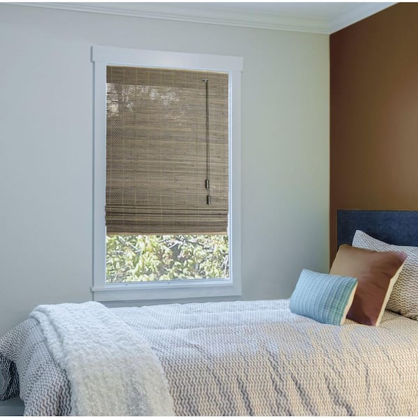 Home Decorators Collection Driftwood Beveled Reed Weave Bamboo Roman Shade - 46 in. W x 72 in. L (Actual Size 45.5 in. W x 72 in. L)