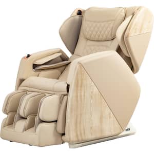 Pro Soho Series Cream Faux Leather Reclining 4D Massage Chair with Bluetooth Speakers