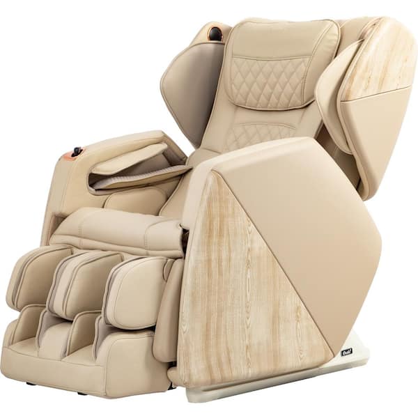 TITAN Pro Soho Series Cream Faux Leather Reclining 4D Massage Chair with Bluetooth Speakers