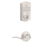 SmartCode 260 Traditional Satin Nickel Keypad Electronic Deadbolt Feat SmartKey and Tustin Hall/Closet Lever Combo Pack