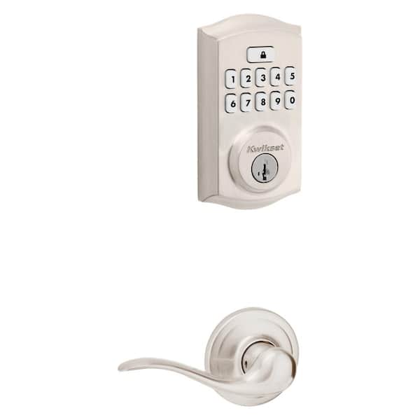Kwikset SmartCode 260 Traditional Satin Nickel Keypad Electronic Deadbolt Feat SmartKey and Tustin Hall/Closet Lever Combo Pack