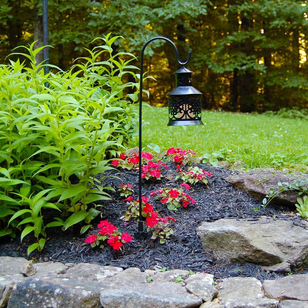Contemporary Black Metal Hanging Lantern with Shepherd's Hook