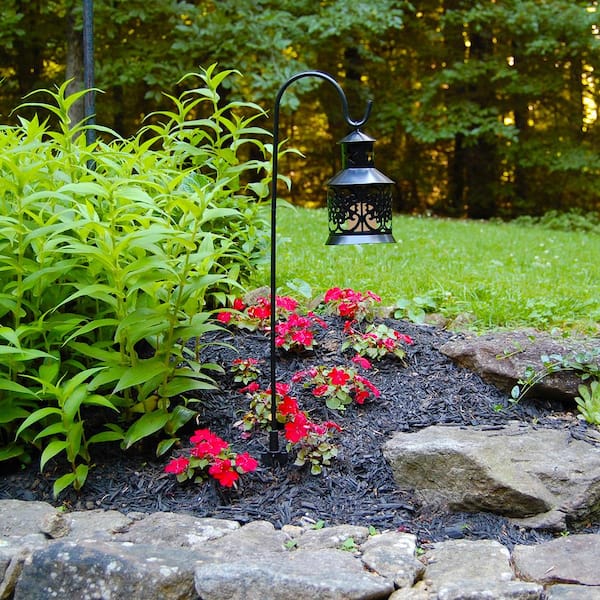 30.25 in. Black Metal Shepherds Hook with Lantern (2-Count)
