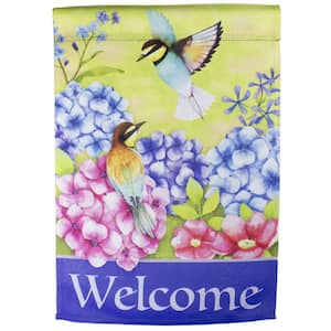 12.5 in. x 18 in. Welcome Floral Hummingbird Outdoor Garden Flag