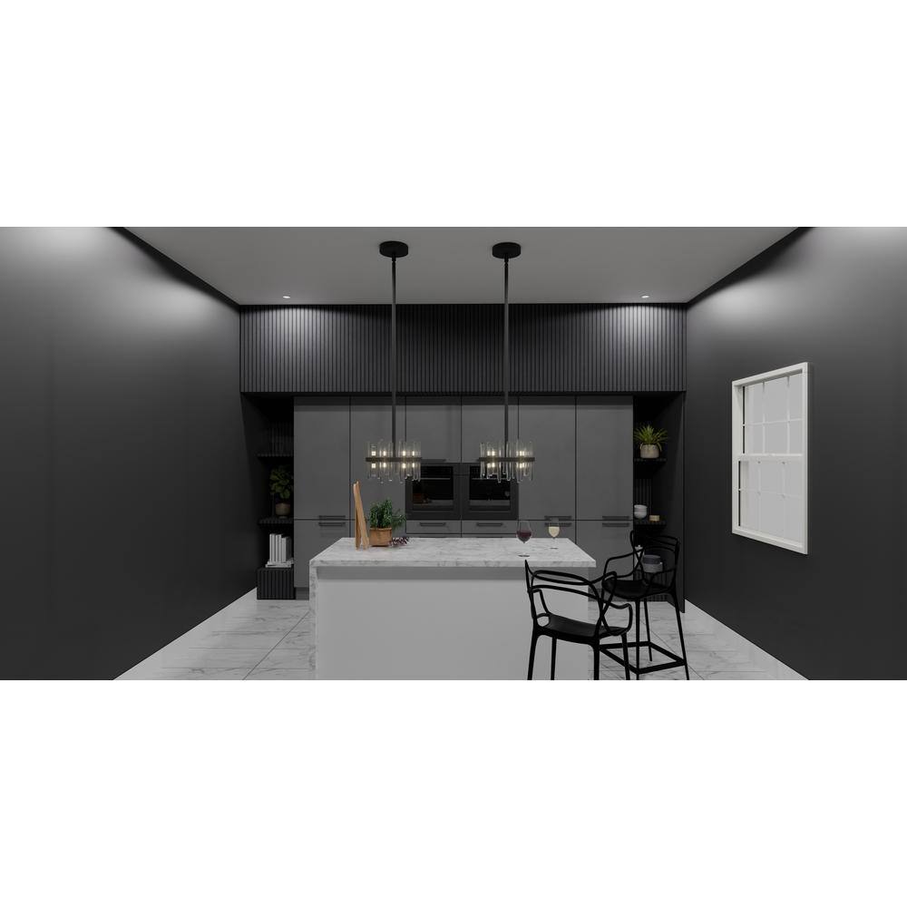 Regal Matte Black and Clear Glass 8-Light Pendant