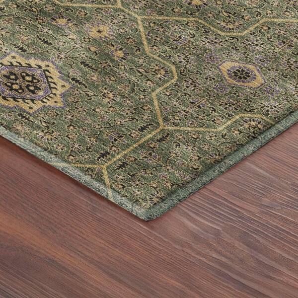 Mayfield Premium Machine Washable Abstract AMF2409 Olive 10 ft. x 14 ft. Area Rug