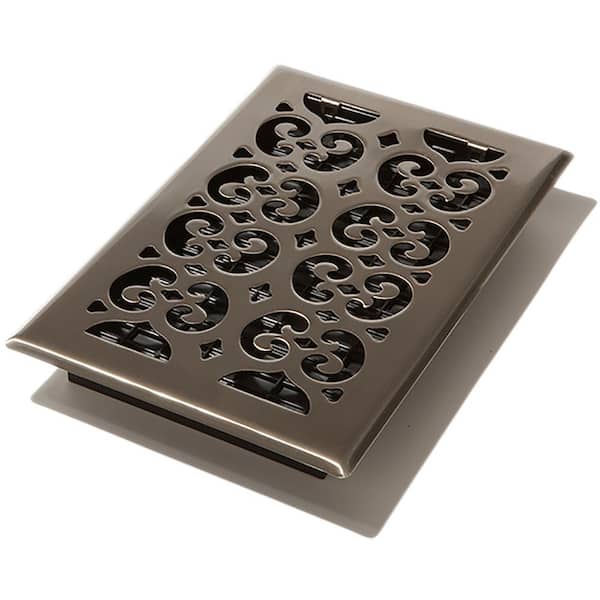 Decor Grates 6 in. x 10 in. Scroll Nickel Floor Register