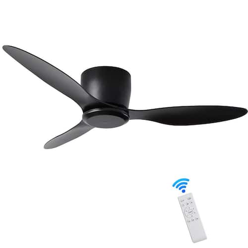 42 in. Indoor Black Flush Mount Ceiling Fan with 6 Speed and Reversible DC Motor, Remote Control Byteany Ceiling Fans Without Lights