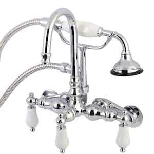 Vintage Adjustable Center 3-Handle Claw Foot Tub Faucet with Handshower in Chrome