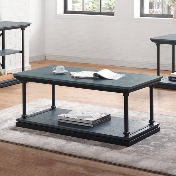 Furniture Of America Blue River 47 25 In Antique And Black Coffee Table Idf 4565bl C The Home Depot Furniture Of America Blue River 47 25, Blue Leaf Glass Top Coffee Table