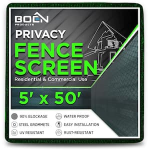 5 ft. X 50 ft. Green Privacy Fence Screen Netting Mesh with Reinforced Grommet for Chain link Garden Fence