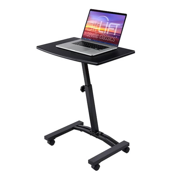 Seville Classics 23.75 in. Solid-Top Black Mobile Laptop Desk with Adjustable Height
