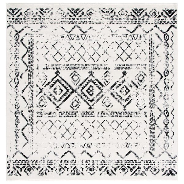 SAFAVIEH Tulum Ivory/Black 7 ft. x 7 ft. Square Border Area Rug