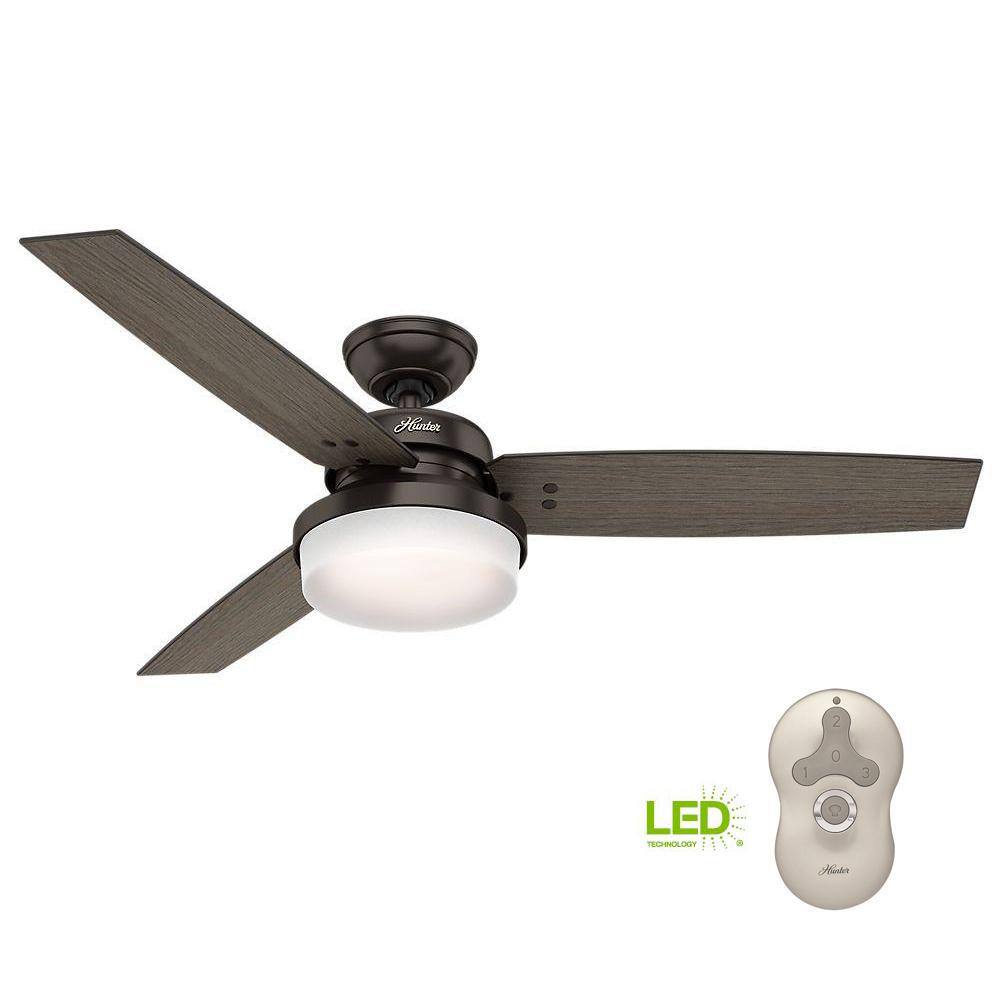 52" Bronze Ceiling Fan with LED Light and Remote