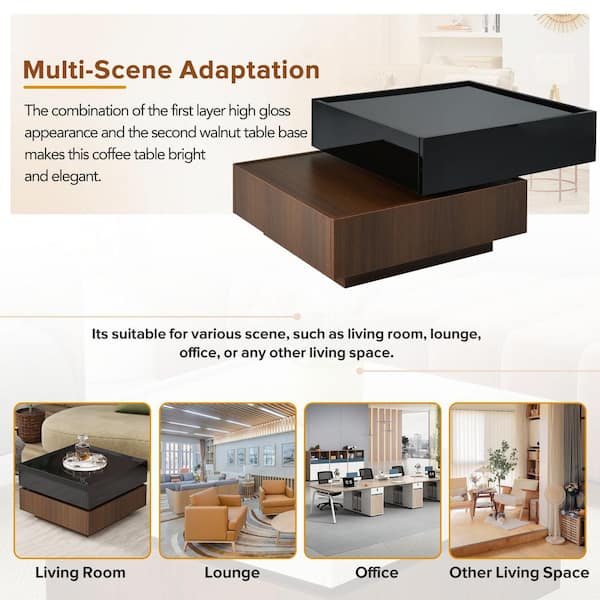 Zeus & Ruta 2-Tier Multi-functional Black and Brown Square Zeus & Ruta 2-Tier Multi-functional Black and Brown Square