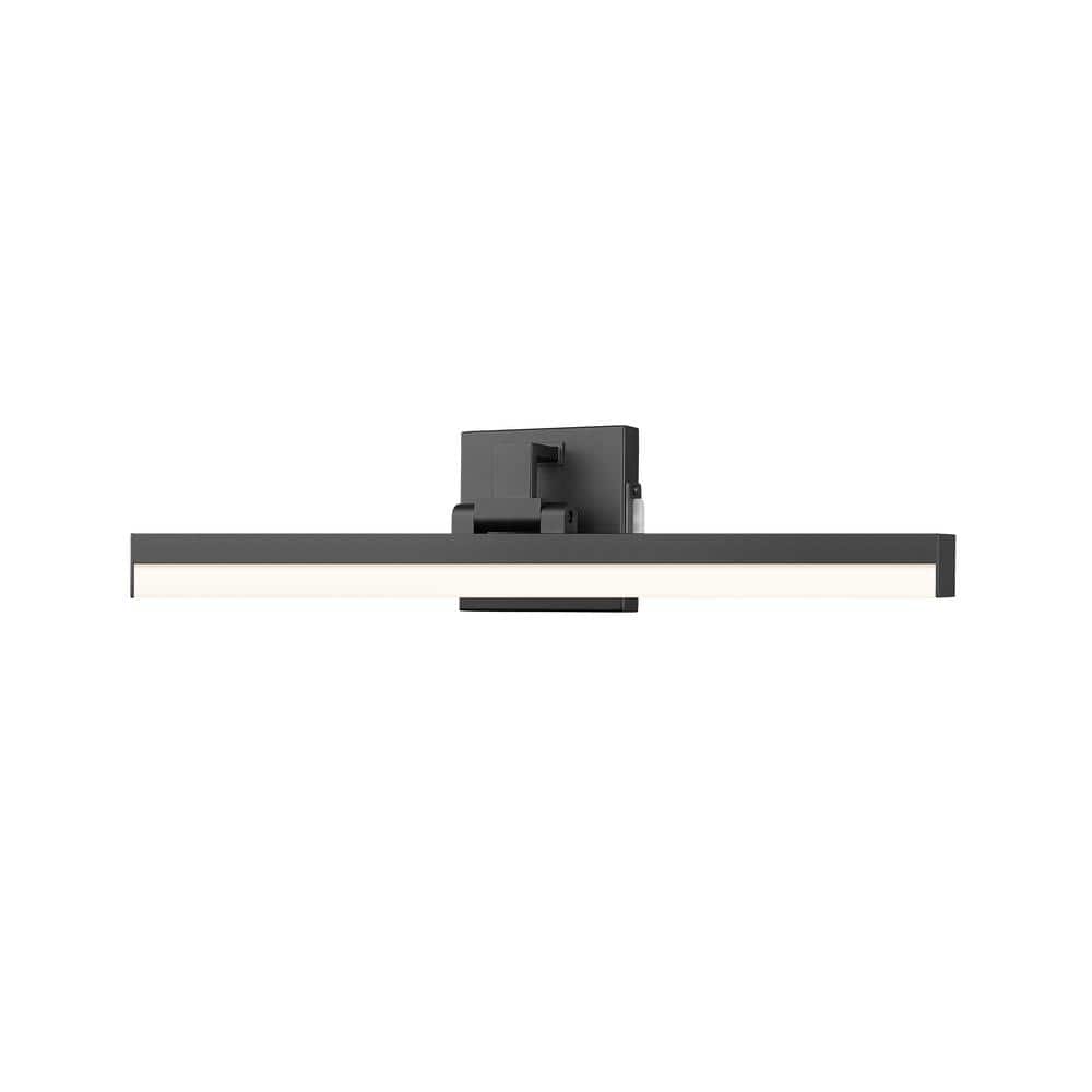 Liam 25 in. 2-Light Matte Black Integrated LED Vanity Light with Frosted Pl
