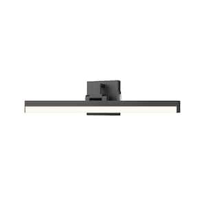Liam 25 in. 2-Light Matte Black Integrated LED Vanity Light with Frosted Plastic Shade